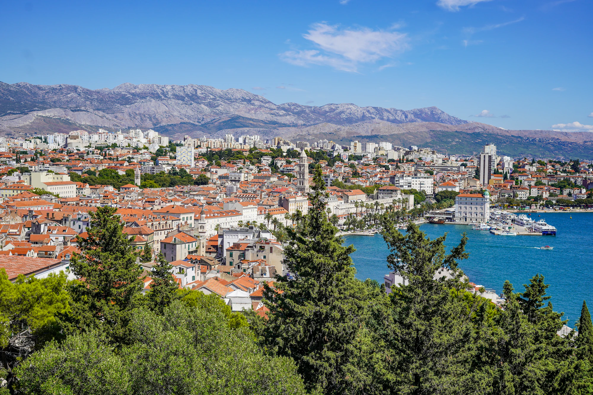 Aerial view of city near body of water during daytime