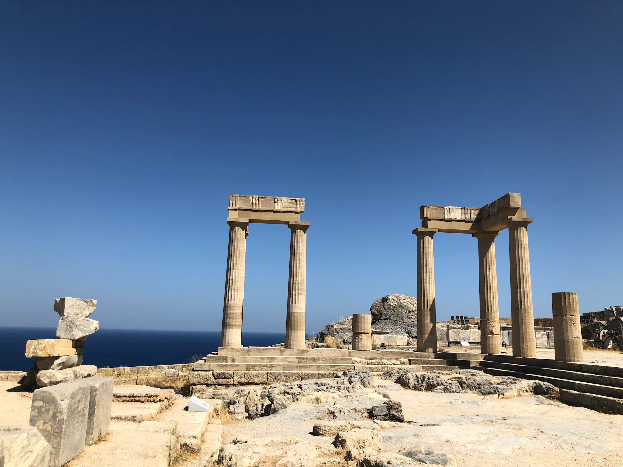 Rhodes Lindos acropolis ruins near the sea